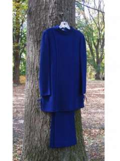 MOD 60s Blue Wool Tunic Pants Dress Suit by Barbara Lee Pan Am Fashion 