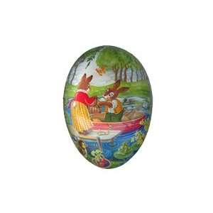  4 1/2 Papier Mache Bunnies Boat Picnic Easter Egg 