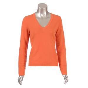 Sutton Studio Womens 100% Pure Cashmere Solid V Neck Sweater  