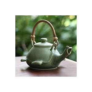  NOVICA Teapot, Lingering Turtle