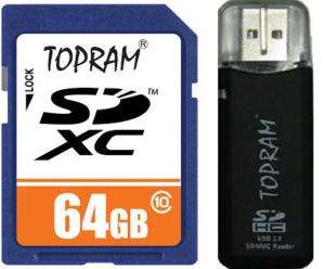 TOPRAM 64GB 64G SDXC SDHC SD Card ultra Class 10 + R3  