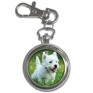 Westie Puppy Dog 6 Key Chain Pocket Watch N0646
