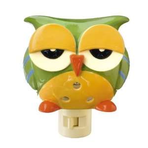   on a Whim Porcelain Night Owl   Green Night Light
