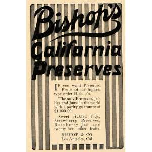  1906 Ad Bishop & Company California Preserves Jelly Jam 