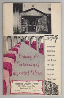 rare 1967 CATALOG DICTIONARY IMPORTED WINES w/ Recipes  