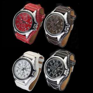 Wholesales Neutral Big Watch Face Leatheroid Band Wrist Watch  