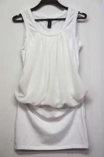 wholesale Elastic Waist Sleeveless Dress White
