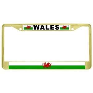  Wales Welsh Dragon Flag Gold Tone Metal License Plate 