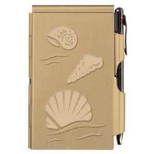  Wellspring Gold Metal Shell Flip Note Pad with Pen 