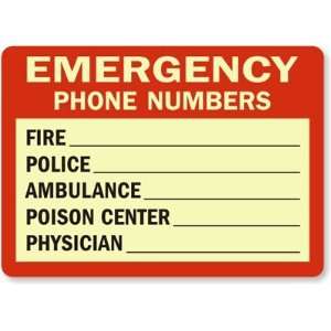  Emergency Phone Numbers Fire ___ Police ___ Ambulance 
