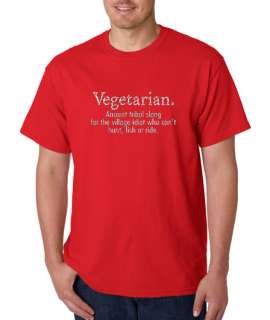 Vegetarian Cant Hunt Fish Funny 100% Cotton Tee Shirt  
