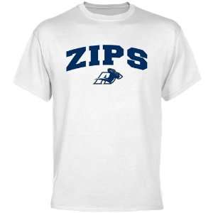 NCAA Akron Zips White Mascot Arch T shirt  Sports 