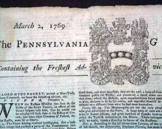 Rare COLONIAL Philadelphia PA PENNSYLVANIA Benjamon Franklin 1769 Old 