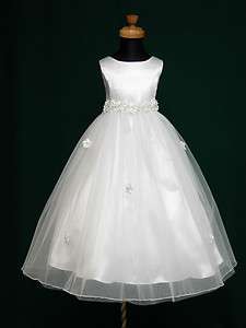   Flowergirl Flower Girl Communion Bridesmaid White Dress Choose size
