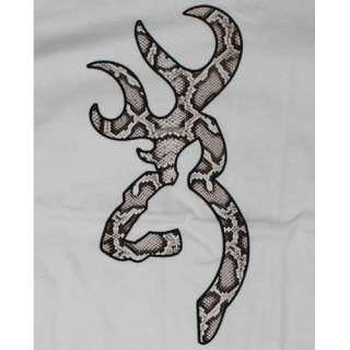 White Browning Buckmark Snake T Shirts   Logo Pattern Snake  