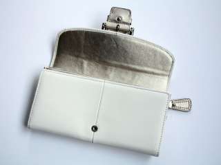   Soho Leather Buckle Slim Envelope Wallet White Gold NEW 45622  
