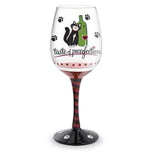   of Purrfection Hand Painted Wine Glass   Gift Boxed