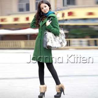   fashion trench coat winter outerwear overcoat Black White Green M~2XL