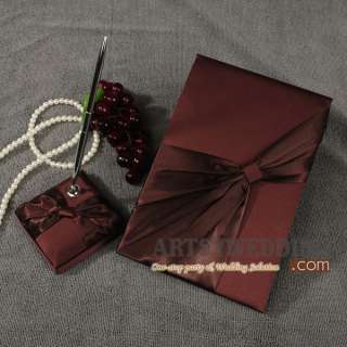 Brilliant Chocolate/White Knot/Red and White Wedding Guest Book Pen 