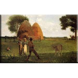  Weaning the Calf 16x10 Streched Canvas Art by Homer 