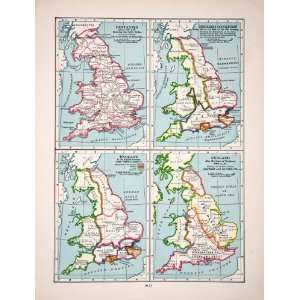   Conquest Heptarchy Peace Wedmore Danelaw   Original In Text Lithograph