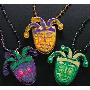    Mardi Gras Necklace With A Light Up Jester
