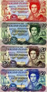 Falkland Islands, Complete SET, 5;10;20;50 pounds, UNC  
