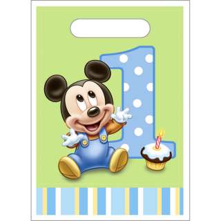 eight 8 mickey s first birthday plastic favor bags