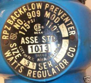 Watts 3 Flanged Cast Iron RPZ Backflow Preventer 909  