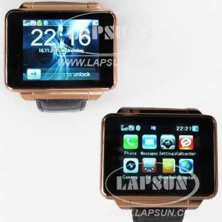 Unlocked Wrist Metal Leather Watch Mobile Cell Phone DVR Camera Quad 