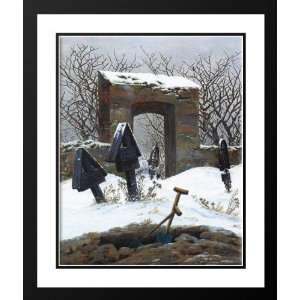   , Casper David 28x34 Framed and Double Matted Graveyard under Snow
