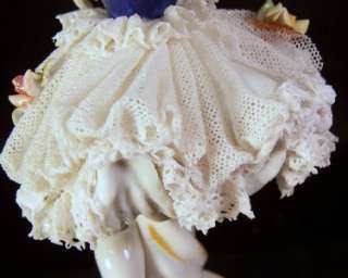 Porcelain Dresden Ballerina Navy & White Tutu Very Chipped Skirt 