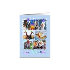  Colorful 61st Birthday Zoo Animals Card Toys & Games
