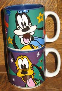   Store Christmas Coffee Cups Mugs Pluto Goofy Dogs Lot 2 Pair  