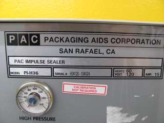 Packaging Aids PAC Impulse Sealer PI H36 AS IS  
