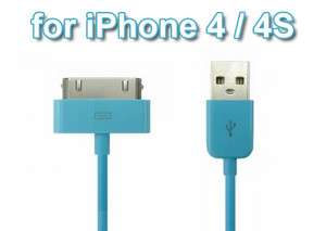 Blue USB SYNC DATA/Charger CABLE FOR IPOD NANO TOUCH IPHONE 3GS 4G 4 