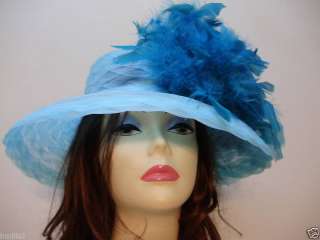 Kentucky Derby Hat TURQUOISE Race Church Easter Hats  
