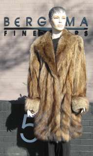   Brown Natural Fisher Fur Directional Stroller Coat Jacket 14  