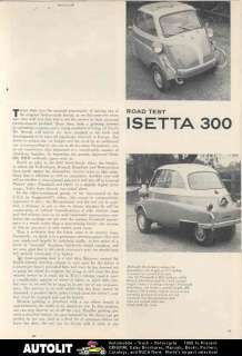 1958 BMW Isetta 300 Magazine Article Microcar  