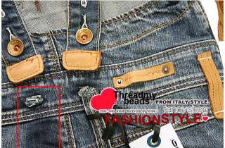Fornarina Denim Jeans Overalls Jumpsuit vs Faux Leather Pocket  