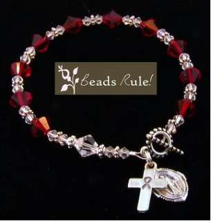 RED Crystal Awareness Rosary Bracelet  