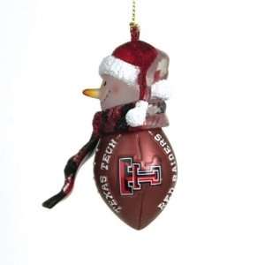 Texas Tech Red Raiders NCAA Striped Acrylic Football Snowman Ornament 