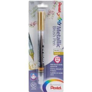  Pentel Water Resistant Metallic Brush Pen, Gold Arts 