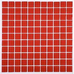   Glace´ Collection 1 x 1 Venetian Red Glass Tile