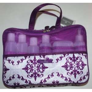 Modella Purple Baroque Weekender Travel Bag with 6 Travel Bottles for 