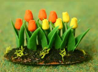 Dollhouse Miniature Filled Tulip Garden Bed #WCFL46  