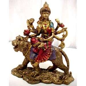  Metallic Gold Durga Hindu Warrior Goddess Statue