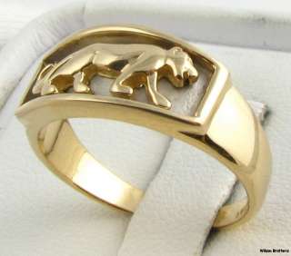 Panther Jungle Safari Big Cat Quality Womens Ring   14k Solid White 