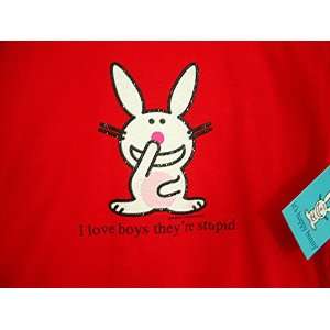  Happy Bunny Juniors TShirt I love boys theyre stupid 
