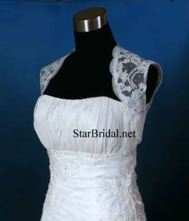 Ivory Lace Wedding Bridal Bolero Jacket Shrug S XL #36  